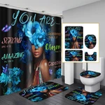 Omebero African Black Girl Flower Shower Curtain Set Blue Art Waterproof. Fixed Price $58.03.