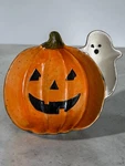 Mud Pie Halloween Pumpkin Ghost Ceramic Candy Dish Serving Bowl. Fixed Price $24.99.