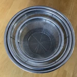 Pre Owned Pampered Chef Stainless Nesting Mesh Colanders Set Of 3. Fixed Price $27.99.