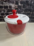 Large Manual Salad Spinner Lulay Kitchen Red White 10 Lettuce Dryer Bowl. Fixed Price $12.85.