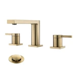 Mr. 3 Hole Bathroom Sink Faucets With Stainless Steel Drain Brushed Gold. Fixed Price $58.00.