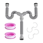 Oblectatio Double Sink Drain Pipe Kit - Expandable Flexible 1.5 Inches, Gray. Fixed Price $33.11.