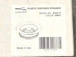 Transolid 3.5-IN Grey Plastic Disposal Drain Basket Strainer Open Box. Fixed Price $25.00.