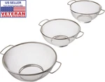 3-PC Stainless Steel Fine Mesh Colander W/ Base, Dishwasher Safe Strainer. Fixed Price $25.66.