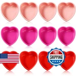 12 Pcs Valentine Heart Shaped Cake Pans Galentine Pink Red Silicone Mini. Fixed Price $54.33.