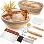 Banneton Bread Proofing Basket Set 9" Round & 10" Oval Sourdough Kit With Tools. Fixed Price $27.50.