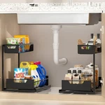 Ceetug Under Kitchen Sink Organizers And Storage Pull Out 2 Pack, Black. Fixed Price $63.99.