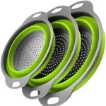 Collapsible Silicone Colander Set 3PCS Folding Kitchen Strainer Drain Basket. Fixed Price $24.99.