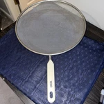 Vintage Ekco Splatter Screen With White Handle. Fixed Price $15.00.