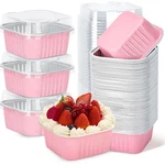 Ylnurac 30PACK 5OZ Pink Mini Cake Pans With Lids Baking Cups Aluminum Foil. Fixed Price $15.01.