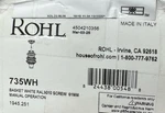 Rohl 735WH 1/2" Basket Strainer Less Pop-up, White*new*. Fixed Price $97.99.