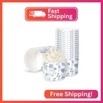 Jarthenaamcs 100PCS Blue Floral Paper Baking Cups White Wildflower Cupcake. Fixed Price $22.43.