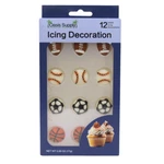 Oasis Supply, Edible Sugar Hand Painted Cupcake Toppers Sports Assortment. Fixed Price $8.99.