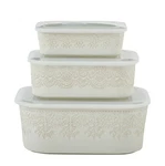 6-PIECE Vintage Lace Nesting Casserole Dish Set With Lids Ceramic Bakeware. Fixed Price $35.99.