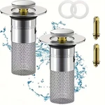 2-PACK Bathroom Sink Stopper Hair Catcher Pop Up Drain Filter Us. Fixed Price $7.99.