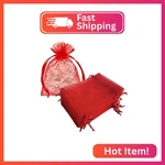 Jwsqmc 4X6 Inch Organza Gift Bags With Drawstring For JEWELRY,CANDY,50 Pcs Red. Fixed Price $12.81.