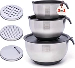 Stainless Steel Mixing Bowls 3PK Large Nesting With Airtight Lids Black. Fixed Price $43.73.