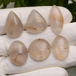 Set Of 6 Pcs Natural Golden Brown Rutile Quartz 19MM-27MM Untreated Gemstones. Fixed Price $19.60.
