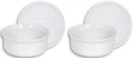Corningware (2) FS16 16OZ Round French White Casserole 4-PIECE,. Fixed Price $69.99.