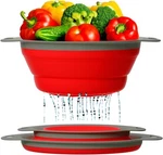 Ultimate Kitchen Strainers Set Of 2 - Collapsible Silicone Colanders For Red. Fixed Price $18.69.
