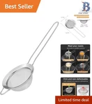 304 Stainless Steel Fine Mesh Strainer With Handle - Effortless Kitchen Sifting. Fixed Price $10.88.