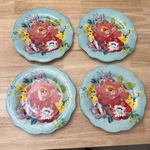 Four (4) Pioneer Woman Sweet Romance Blossom 8.7" Stoneware Salad Plates. Fixed Price $39.99.
