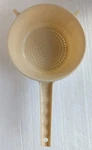 Vtg Plastic Colander Action Ind Inc Beige Footed Strainer Pot Hook Kitchen Retro. Fixed Price $14.99.