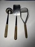 Vtg Imperial Stainless Steel Kitchen Utensils With Wooden Handle Lot Of 3. Fixed Price $31.00.