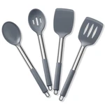 Cooking Utensils Of 4, E-far Silicone Kitchen 4-PIECE Set, Gray. Fixed Price $24.99.