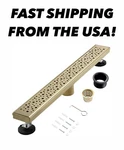 Muschbath 28 Inch Linear Shower Drain, Brushed Gold Removable New. Fixed Price $59.99.