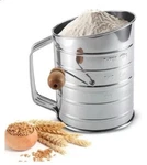FJKG7 Hand Crank Flour Sifter With 2 Wire Agitator - Stainless Steel 3 Cup. Fixed Price $18.00.