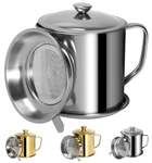Tellshun Bacon Grease Container With Strainer 1.25 / 42OZ, Silver. Fixed Price $17.04.