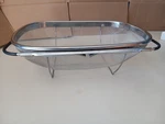 Over The Sink Oval Colander Kitchen Steel Strainer 20" Retractable Handle, Euc. Fixed Price $11.59.