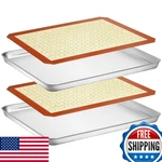 Wildone Baking Sheet Silicone Mat Set Stainless Steel Cookie Pan. Fixed Price $38.04.
