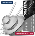 Walfos Fine Mesh Strainers Set, Premium Stainless Steel Colanders Sifters,. Fixed Price $22.73.