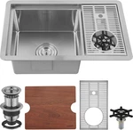 Aguastella Bar Kitchen Sink Stainless Steel Undermount With Glass Rinser. Fixed Price $295.00.