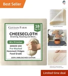 Durable 100% Cotton Cheesecloth - Ideal For Straining Yogurt, Nut Milk & More. Fixed Price $15.29.