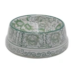 Aimusego Ceramic Cute Dog Cat Bowl For Small Breeds, Handpainted Green & White. Fixed Price $44.29.