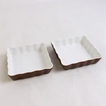 Set Of 2 Bia Cordon Bleu Quiche/brulee Dish White/brown 4.5" Square 1" Tall. Fixed Price $6.99.