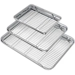 Wildone 3-PAN/3-RACK Stainless Steel Baking Sheet Set Oven & Dishwasher Safe. Fixed Price $55.73.