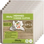Olicity Cheese Cloths, 6PCS, Grade 100,20X20INCH Hemmed Fabric Reus. Fixed Price $12.39.