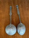 Antique Tinned Copper Skimmer Strainer Scoop Spoons Old Rustic Kitchen Farmhouse. Fixed Price $125.47.
