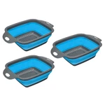 3PCS Collapsible Colander Set Silicone Square Foldable Strainer Blue Large. Fixed Price $17.00.