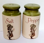 Holly Hobbie Country Living Earthenware Salt And Pepper Shakers Vintage 1970S. Fixed Price $13.60.