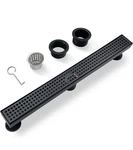 Tecforg 24" Black Linear Shower Drain W/removable Quadrato Pattern Grate New. Fixed Price $26.99.