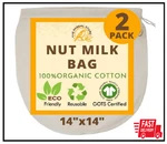 2025 New - Pack Xxl 14"X14" Nut Milk Bag 100% Organic Unbleached White. Fixed Price $11.00.