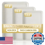 Baking Pan Set Of 3 Nonstick Carbon Steel Cookie Sheets Texture Commercial. Fixed Price $49.20.