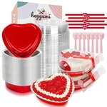 Aluminum Foil Mini Heart Cake Pan,heyyumi 25PCS 9OZ Disposable Shaped C.... Fixed Price $30.70.