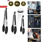 Kitchen Tongs Silicone Tips Food Grade Stainless Steel Locking 7 9 12 Inch. Fixed Price $32.00.