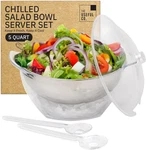 Useful Co. 5QT Salad Bowl Set On Ice - Large With Lid & 2 Servers. Fixed Price $90.99.